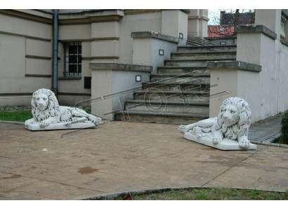 Statue de lion allongé Figure de jardin Décoration de patio Sculpture Antique